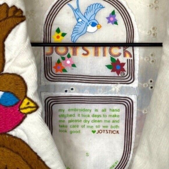 Johnny Was Womens Sz S Hand Embroidered Ivory Corduroy Blazer Jacket - Picture 9 of 9